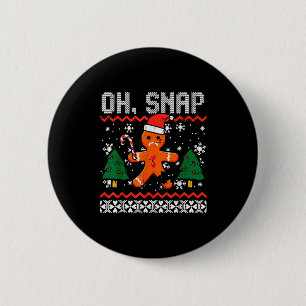 Christmas Gingerbread Broken Oh Snap Ugly Xmas Men 6 Cm Round Badge