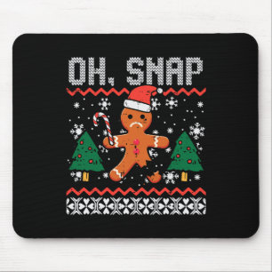 Christmas Gingerbread Broken Oh Snap Ugly Xmas Men Mouse Mat