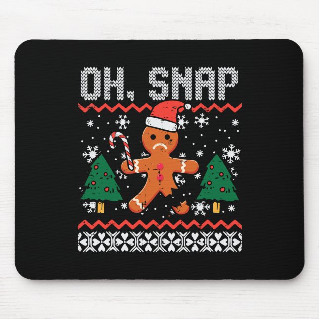 Christmas Gingerbread Broken Oh Snap Ugly Xmas Men Mouse Mat (Front)