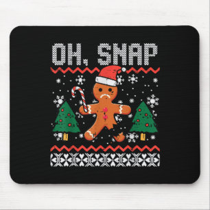 Christmas Gingerbread Broken Oh Snap Ugly Xmas Men Mouse Mat