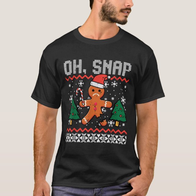 Christmas Gingerbread Broken Oh Snap Ugly Xmas Men T-Shirt (Front)