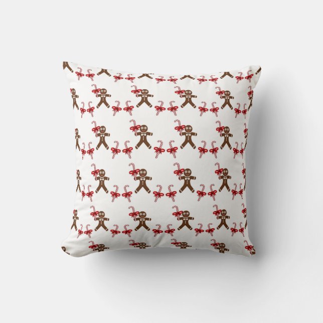 Christmas Gingerbread Candy Cookie Cushion (Front)