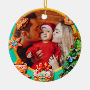 Christmas Gingerbread Candy House, and New Year Ceramic Tree Decoration