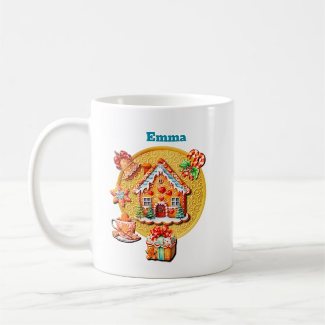 Christmas Gingerbread Candy House, and New Year Coffee Mug (Left)