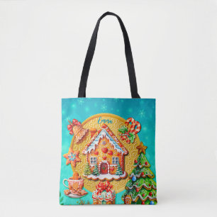 Christmas Gingerbread Candy House, and New Year Tote Bag