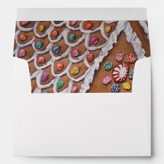 CHRISTMAS GINGERBREAD CANDY HOUSE PEACEFUL JOY ENVELOPE (Back (Bottom))