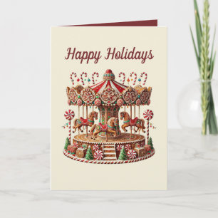 Christmas gingerbread Carousel customizable Holiday Card