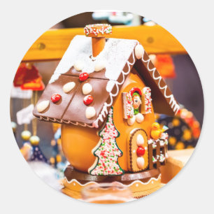 Christmas gingerbread classic round sticker