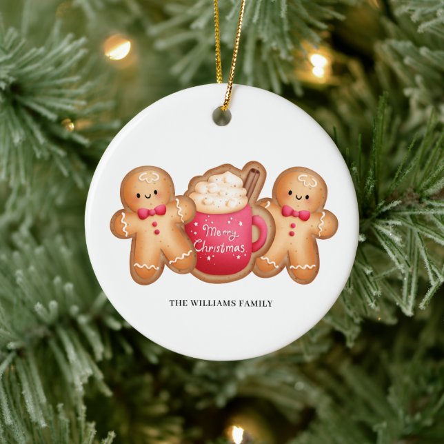 Christmas Gingerbread Cocoa Name Ceramic Tree Decoration (Tree)