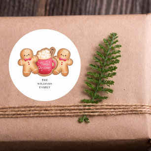 Christmas Gingerbread Cocoa Name Classic Round Sticker