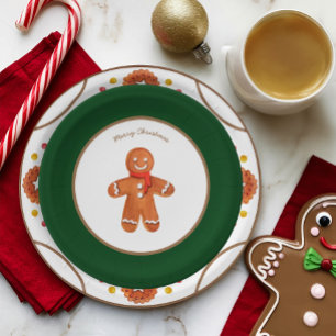 Christmas Gingerbread Cookie Customisable Paper Plate
