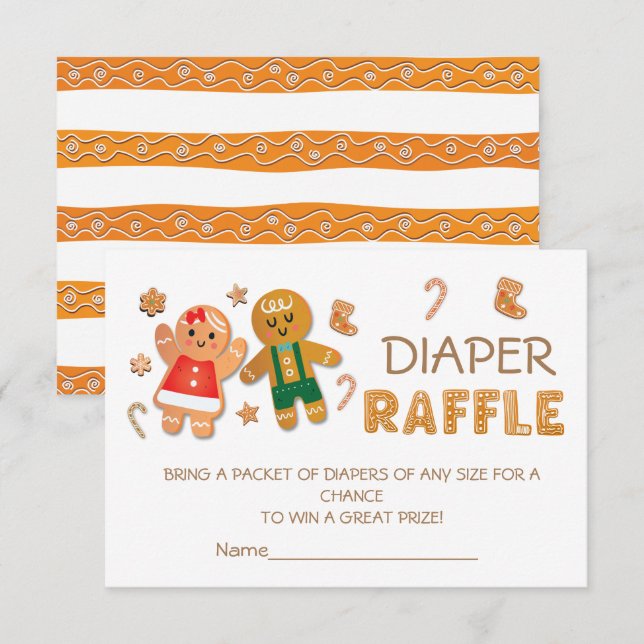 Christmas Gingerbread Cookie Diaper Raffle Invitation (Front/Back)