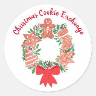 Christmas Gingerbread Cookie Exchange Classic Round Sticker