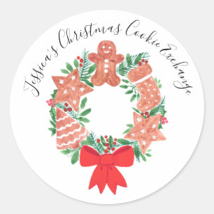 Christmas Gingerbread Cookie Exchange Classic Round Sticker