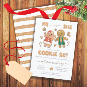 Christmas Gingerbread Cookie Gender Reveal Shower Invitation