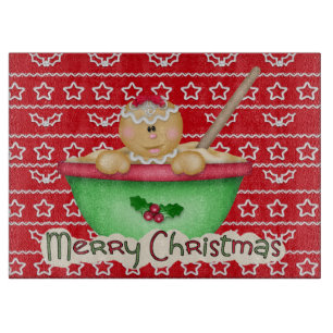 Christmas Gingerbread cookie glass cutting board