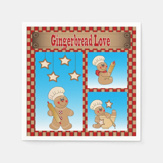 Christmas Gingerbread Cookie Love Napkin (Front)