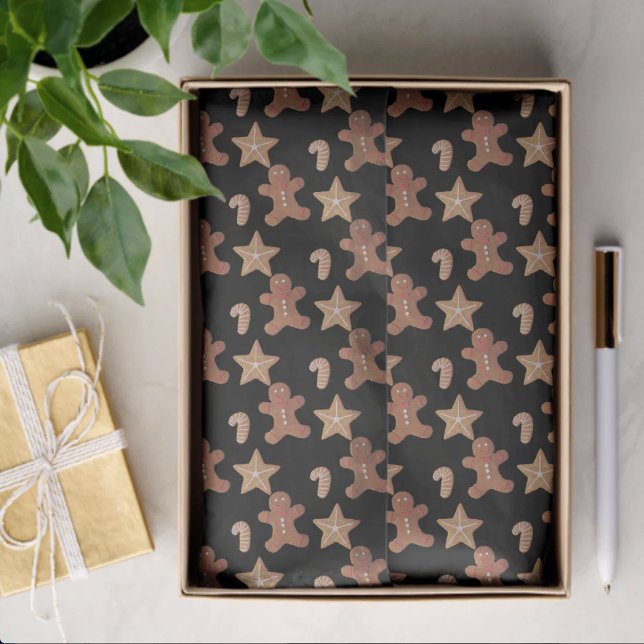 Christmas Gingerbread Cookie Pattern Tissue Paper (tissue paper in box)