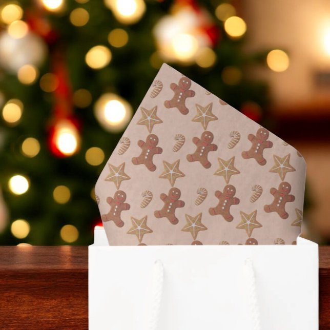 Christmas Gingerbread Cookie Pattern Tissue Paper (Christmas cookie pattern design tissue paper)