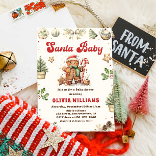 Christmas Gingerbread Cookie Santa Baby Shower Invitation