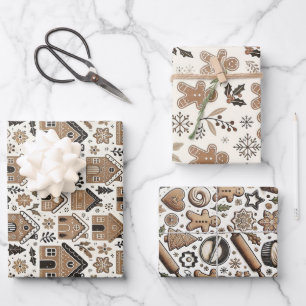 Christmas Gingerbread Cookie Wrapping Paper Sheet