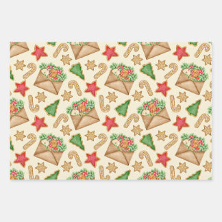 Christmas Gingerbread Cookies and Letters Wrapping Paper Sheet