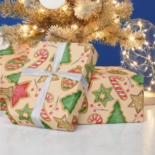 Christmas Gingerbread Cookies and Ornaments Wrapping Paper