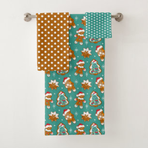 Christmas Gingerbread Cookies Bath Towel Set