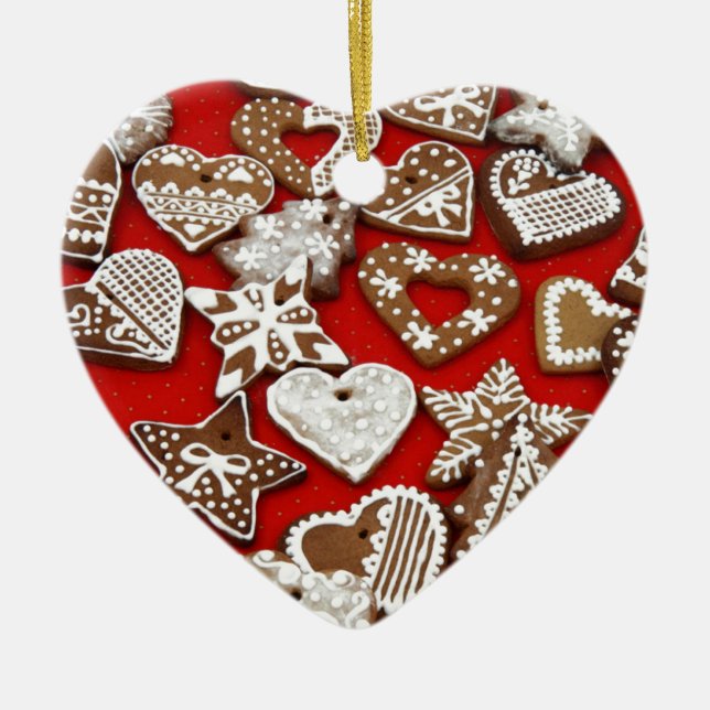 Christmas Gingerbread Cookies Ceramic Tree Decoration (Front)