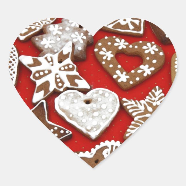 Christmas Gingerbread Cookies Heart Sticker (Front)