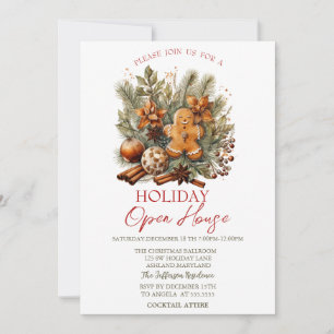 Christmas Gingerbread Cookies Holiday Open House Invitation