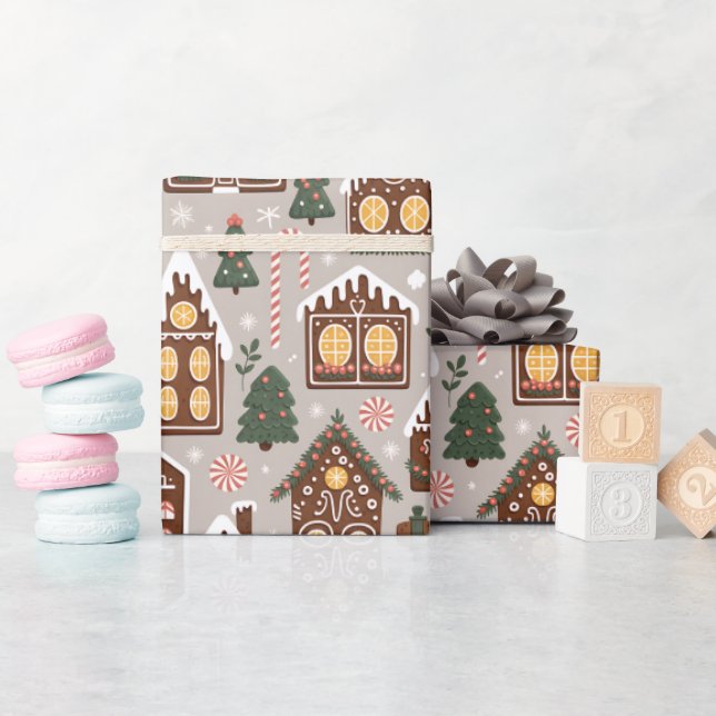 Christmas Gingerbread Cookies Holiday Pattern Wrapping Paper (Baby Shower)