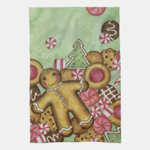 Christmas Gingerbread Cookies Kitchen Towel Gift