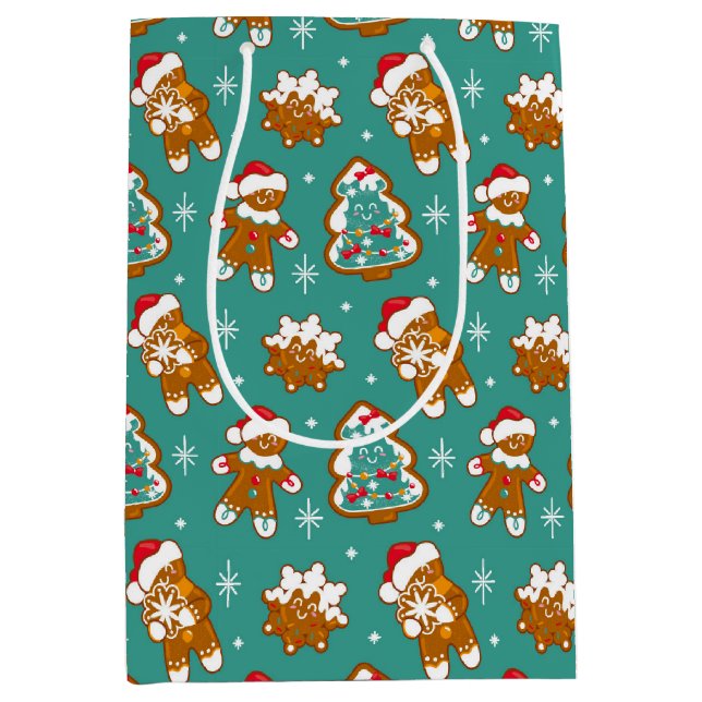 Christmas Gingerbread Cookies Medium Gift Bag (Front)