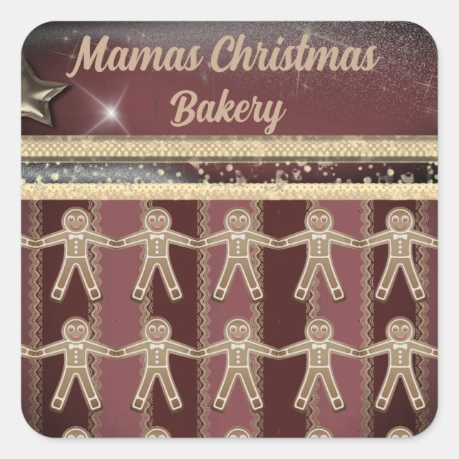 Christmas Gingerbread Cookies Personalised Square Sticker (Front)