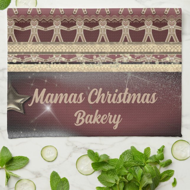 Christmas Gingerbread Cookies Personalised  Tea Towel (Folded)