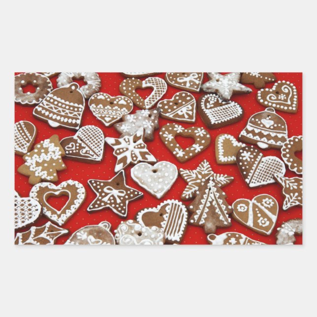 Christmas Gingerbread Cookies Rectangular Stickers (Front)