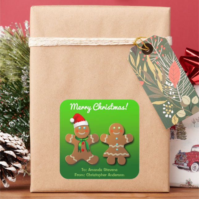 Christmas Gingerbread Cookies Square Sticker (Holiday)
