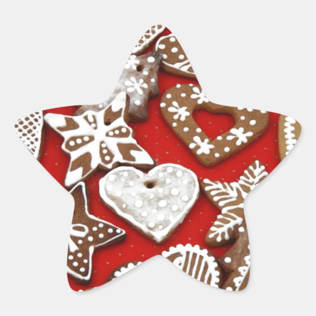 Christmas Gingerbread Cookies Star Sticker (Front)