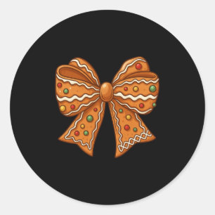 Christmas Gingerbread Coquette Bow Xmas For Men Wo Classic Round Sticker