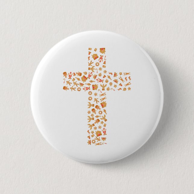 Christmas Gingerbread Cross 6 Cm Round Badge (Front)