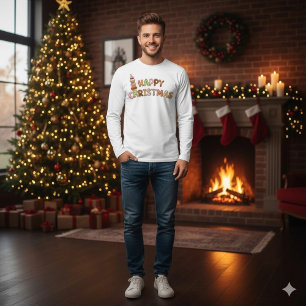 Christmas Gingerbread Cupcake Lettering T-Shirt