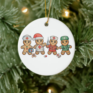 Christmas Gingerbread Cute Nurse Healthcare Xmas Ceramic Tree Decoration
