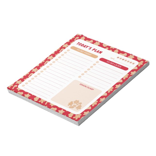 Christmas Gingerbread Daily To Do List Planner Notepad (Rotated)