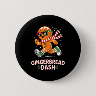 Christmas Gingerbread Dash Running Runner Xmas Mar 6 Cm Round Badge