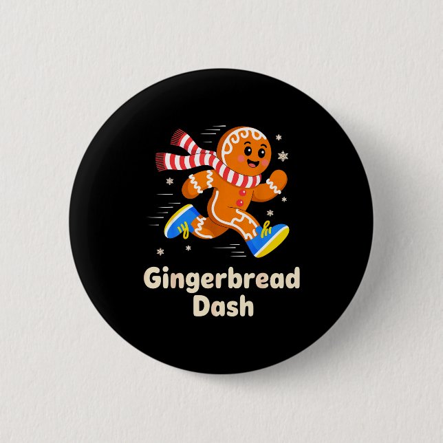 Christmas Gingerbread Dash Running Runner Xmas Mar 6 Cm Round Badge (Front)