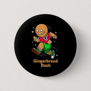 Christmas Gingerbread Dash Running Runner Xmas Mar 6 Cm Round Badge