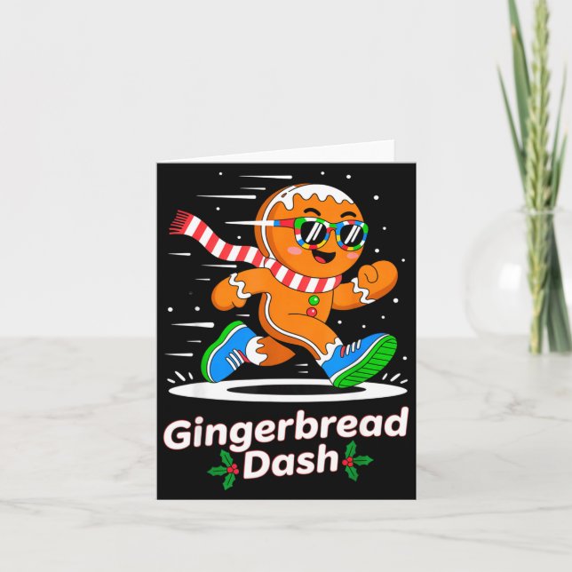 Christmas Gingerbread Dash Running Runner Xmas Mar Card (Front)