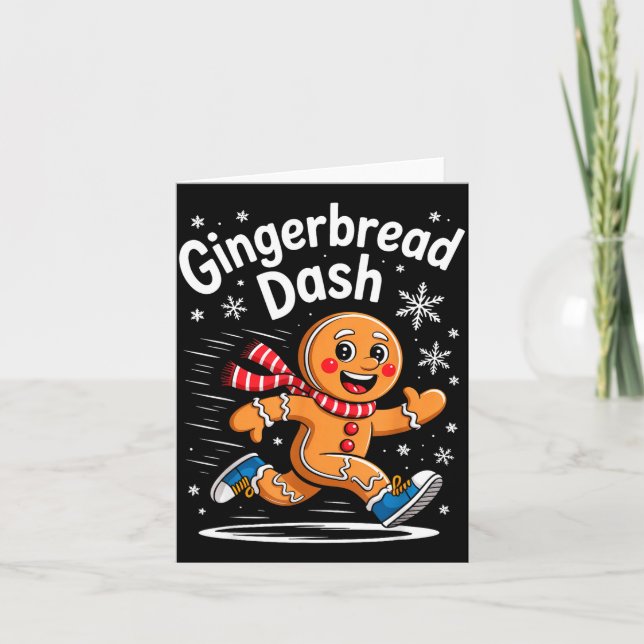 Christmas Gingerbread Dash Running Runner Xmas Mar Card (Front)