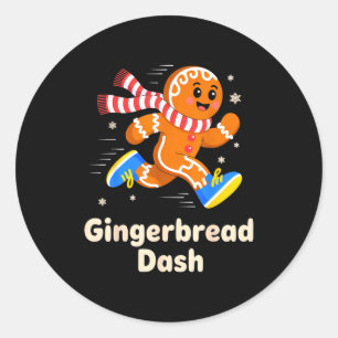 Christmas Gingerbread Dash Running Runner Xmas Mar Classic Round Sticker